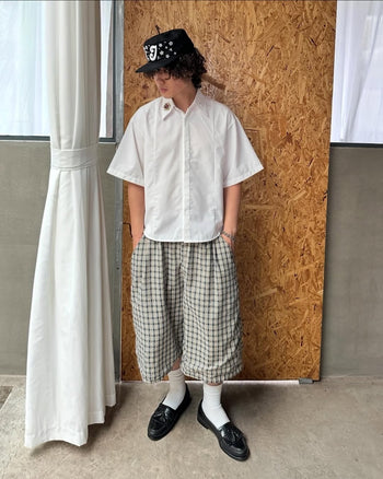 2D2idiots.labe - Plaid Pleated Jorts 格紋打摺七分褲