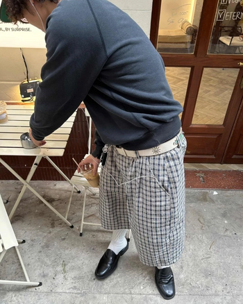 2D2idiots.labe - Plaid Pleated Jorts 格紋打摺七分褲