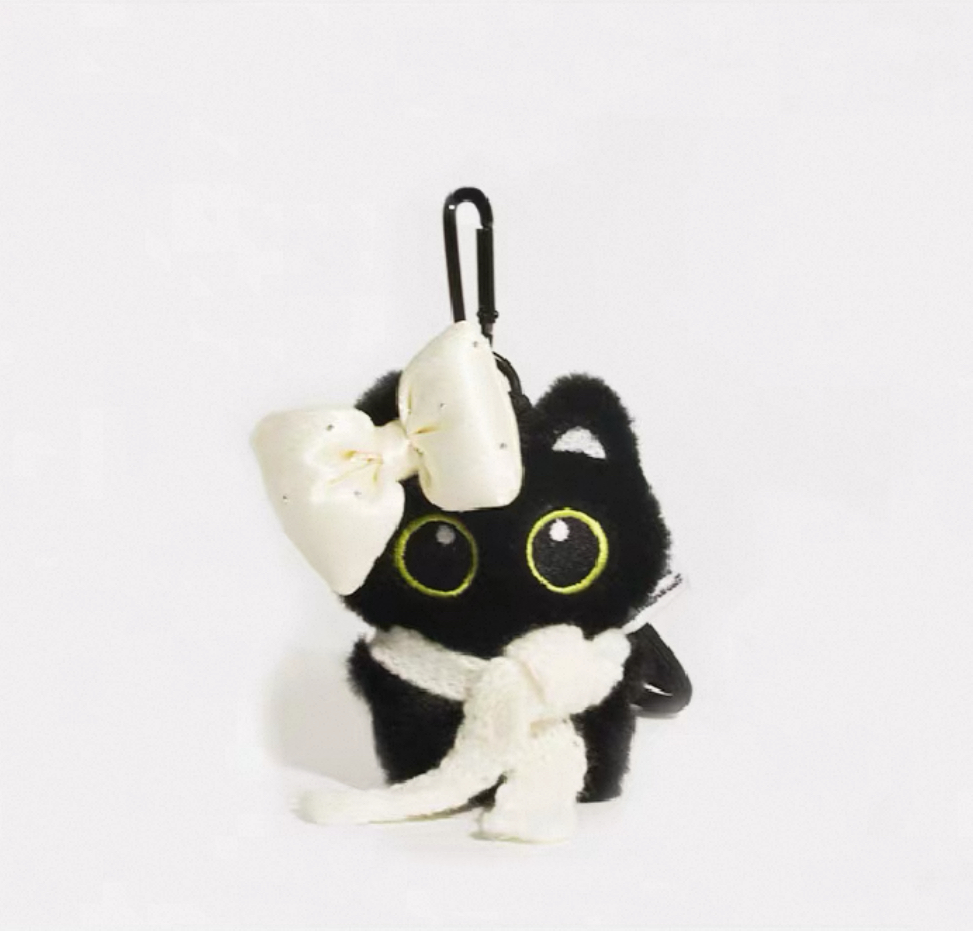 【GUBAN】AC-C108 小黑貓可愛絨毛公仔玩偶包包掛件鑰匙扣飾品配件