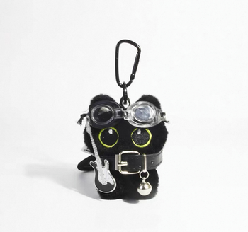 【GUBAN】AC-C108 小黑貓可愛絨毛公仔玩偶包包掛件鑰匙扣飾品配件