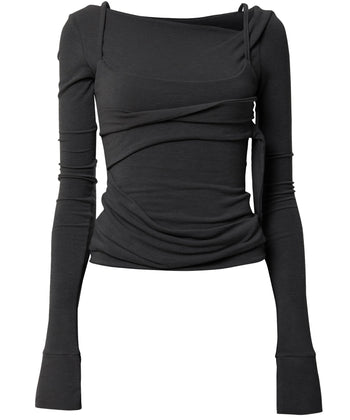 FLARE UP - Layered Bustier Long Sleeve 多層胸衣長袖 T-F1099 (黑色)