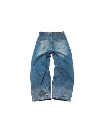 E’TREALOUEST - P-R98 25SS 藍色水洗破壞反面牛仔褲