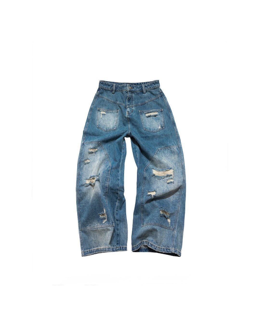 E’TREALOUEST - P-R98 25SS 藍色水洗破壞反面牛仔褲