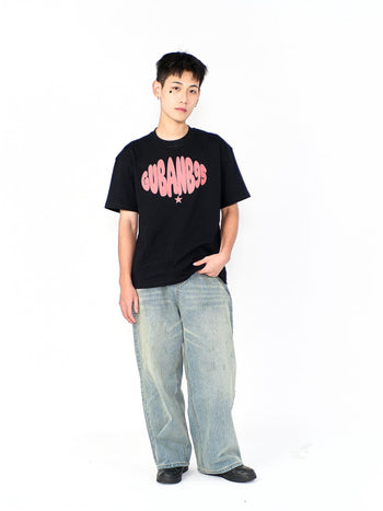 “MADE 𝗚𝘂𝗯𝗮𝗻 " 街舞 原創 美式 復古 星星 260G 印花 短袖 T恤