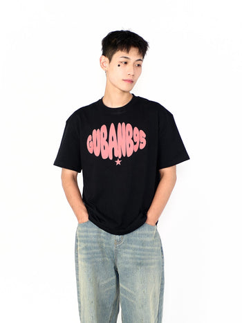 “MADE 𝗚𝘂𝗯𝗮𝗻 " 街舞 原創 美式 復古 星星 260G 印花 短袖 T恤