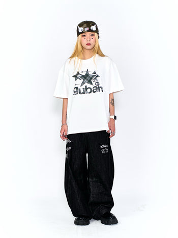 “MADE 𝗚𝘂𝗯𝗮𝗻 " 原創 GUBAN 星星 街舞 260G 印花 短袖 T恤