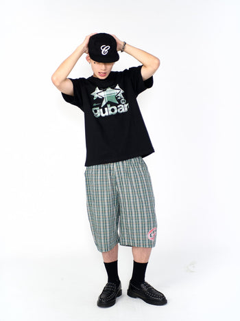 “MADE 𝗚𝘂𝗯𝗮𝗻 " 寬鬆 鬆緊 百慕達 綠色 格紋 短褲