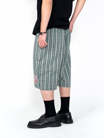 “MADE 𝗚𝘂𝗯𝗮𝗻 " 寬鬆 鬆緊 百慕達 綠色 格紋 短褲