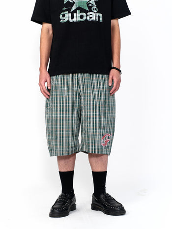 “MADE 𝗚𝘂𝗯𝗮𝗻 " 寬鬆 鬆緊 百慕達 綠色 格紋 短褲