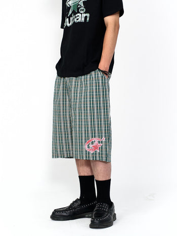 “MADE 𝗚𝘂𝗯𝗮𝗻 " 寬鬆 鬆緊 百慕達 綠色 格紋 短褲