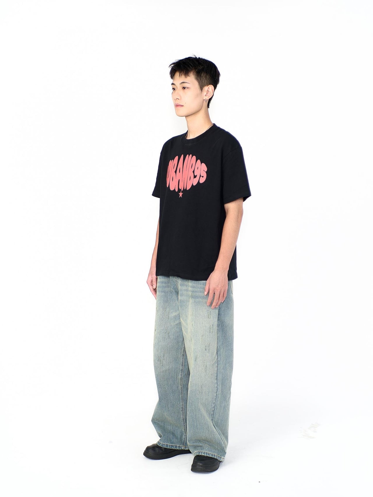 “MADE 𝗚𝘂𝗯𝗮𝗻 " 寬鬆 刷破 做舊 竹節 牛仔褲