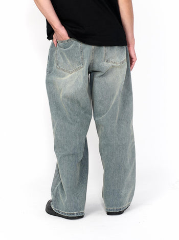 “MADE 𝗚𝘂𝗯𝗮𝗻 " 寬鬆 刷破 做舊 竹節 牛仔褲