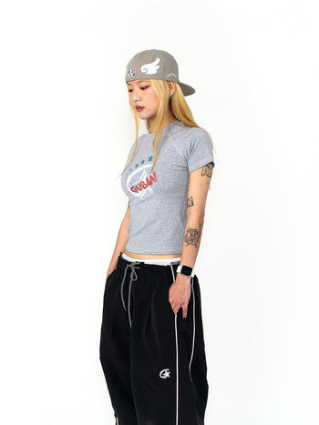 “MADE 𝗚𝘂𝗯𝗮𝗻 " 街舞 星星 正肩 短板 半高領 彈性 短袖