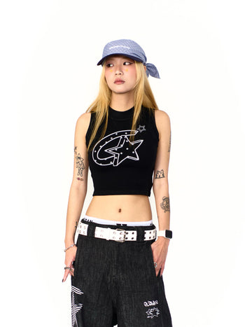 “MADE 𝗚𝘂𝗯𝗮𝗻 " 街舞 星星 短板 高領 無袖 背心