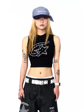 “MADE 𝗚𝘂𝗯𝗮𝗻 " 街舞 星星 短板 高領 無袖 背心