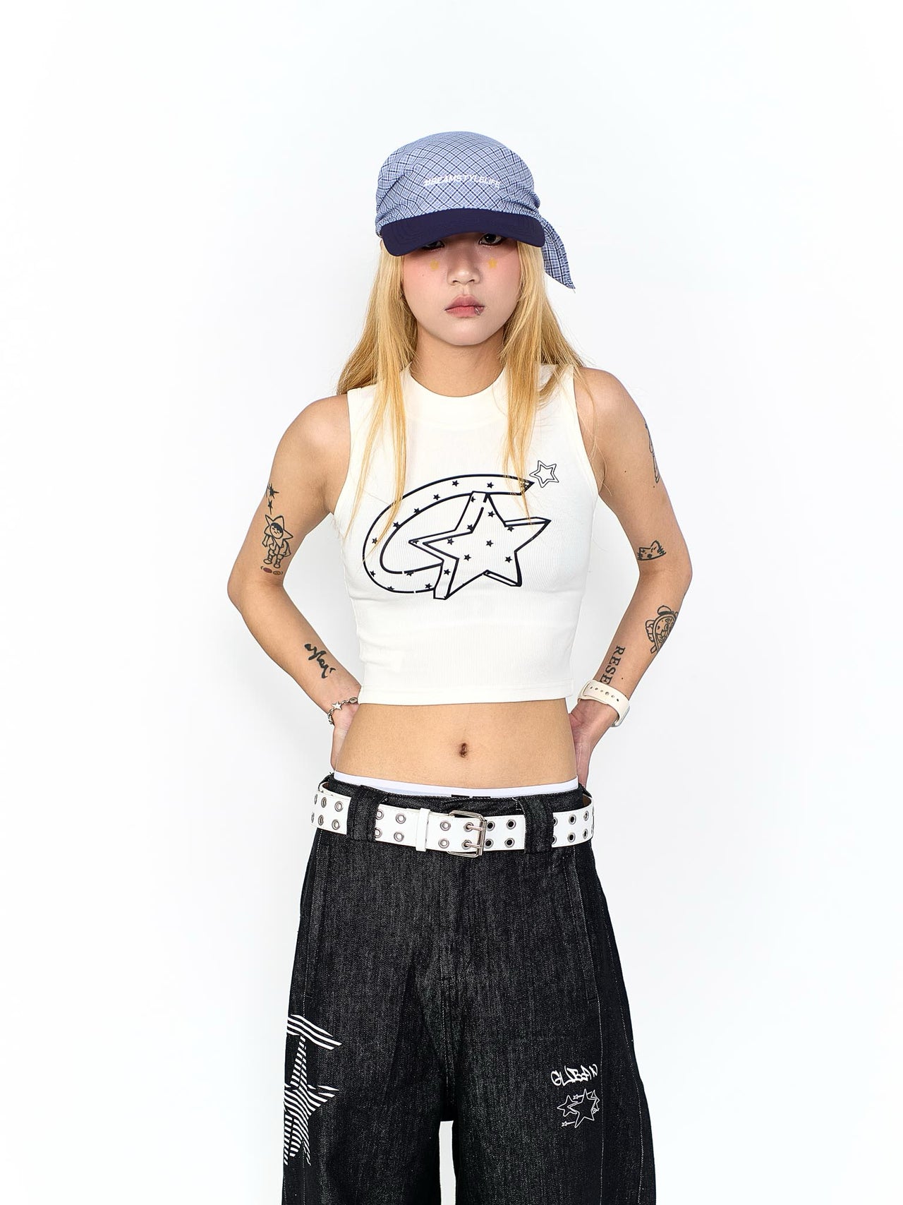 “MADE 𝗚𝘂𝗯𝗮𝗻 " 街舞 星星 短板 高領 無袖 背心