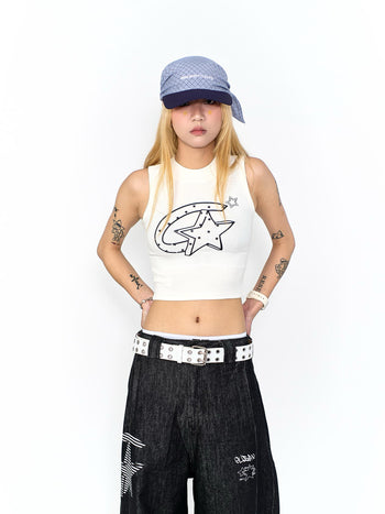 “MADE 𝗚𝘂𝗯𝗮𝗻 " 街舞 星星 短板 高領 無袖 背心