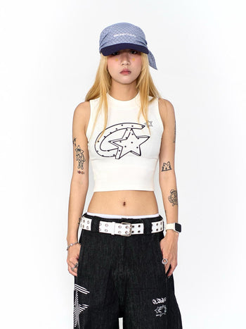 “MADE 𝗚𝘂𝗯𝗮𝗻 " 街舞 星星 短板 高領 無袖 背心