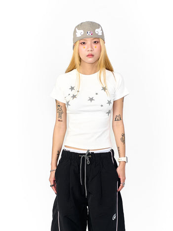 “MADE 𝗚𝘂𝗯𝗮𝗻 " 滿天星 星星 街舞 正肩 短板 彈性 短袖