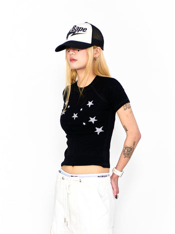 “MADE 𝗚𝘂𝗯𝗮𝗻 " 滿天星 星星 街舞 正肩 短板 彈性 短袖