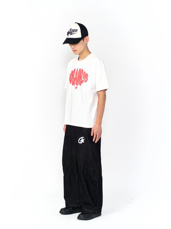 “MADE 𝗚𝘂𝗯𝗮𝗻 " 塗鴉 街舞 彎刀 原創 原牛 闊腿 做舊 牛仔褲