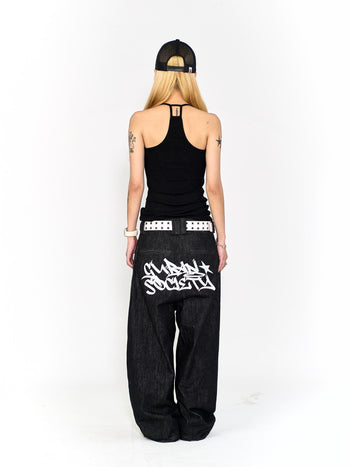 “MADE 𝗚𝘂𝗯𝗮𝗻 " 塗鴉 街舞 彎刀 原創 原牛 闊腿 做舊 牛仔褲