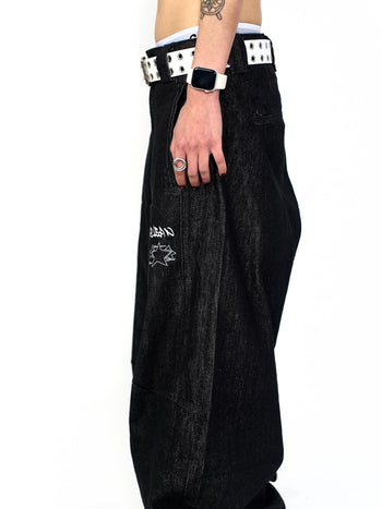 “MADE 𝗚𝘂𝗯𝗮𝗻 " 星星 街舞 彎刀 原創 原牛 闊腿 做舊 牛仔褲