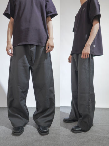 “MADE 𝗚𝘂𝗯𝗮𝗻 " 定番 灰色  寬鬆 直筒 設計 硬挺 高腰 西裝褲