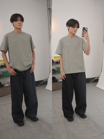 “MADE 𝗚𝘂𝗯𝗮𝗻 " 定番 灰色  寬鬆 直筒 設計 硬挺 高腰 西裝褲