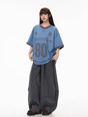 闊腿 寬鬆 純色 百搭 彎刀 長褲