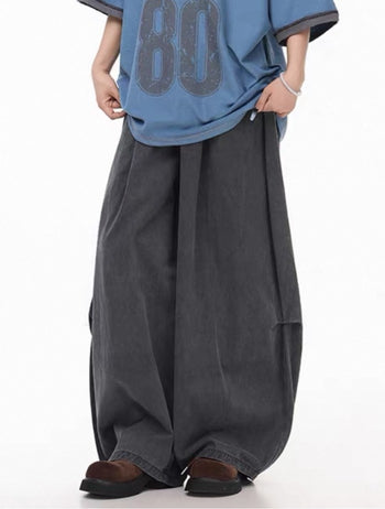 闊腿 寬鬆 純色 百搭 彎刀 長褲
