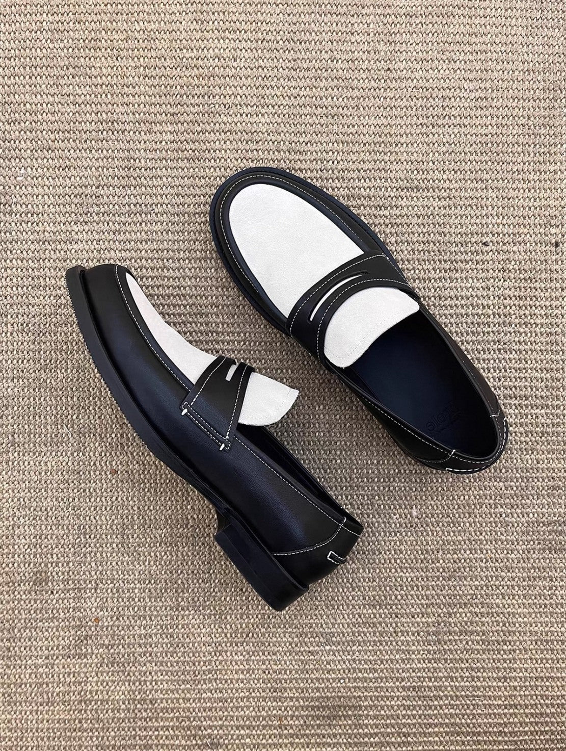 Loafer 義大利  頭層 牛皮 明線 撞色 拼接 樂福鞋