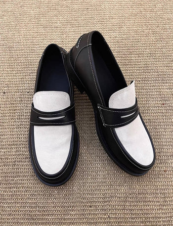 Loafer 義大利  頭層 牛皮 明線 撞色 拼接 樂福鞋