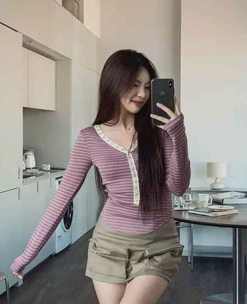 正韓 條文 單排扣 顯瘦 彈性 長袖