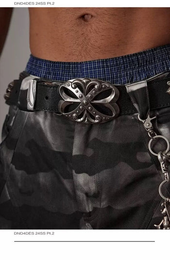 DND4DES 龐克 雕花 帶扣 重工 金屬 牛皮 真皮 皮帶