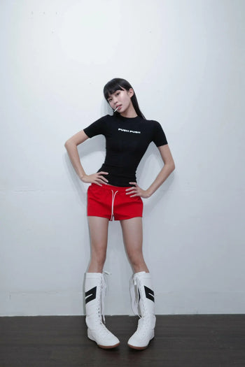 PUSH PUSH - CELESTIAL T-SHIRT 黑色文字收腰緊身短袖