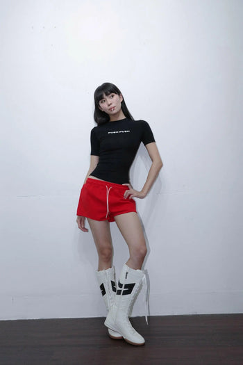 PUSH PUSH - CELESTIAL T-SHIRT 黑色文字收腰緊身短袖