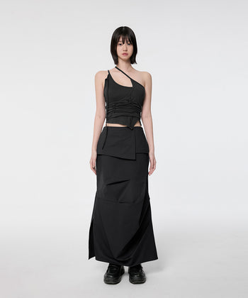 FLARE UP - Drape Layered Maxi Skirt 垂褶層疊長裙 P-F212