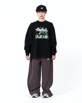 " MADE 𝗚𝘂𝗯𝗮𝗻 " 格子星星拼接寬鬆長袖