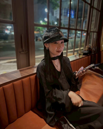 【GUBAN】簡約 通勤 飄帶 墊肩 薄紗 高級 長袖襯衫