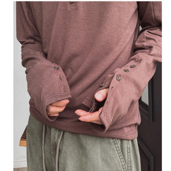 正韓 亨利領 袖口鈕扣 秋季 長袖