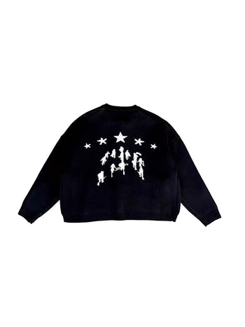 星星 羊毛針織 提花 長袖 針織衫