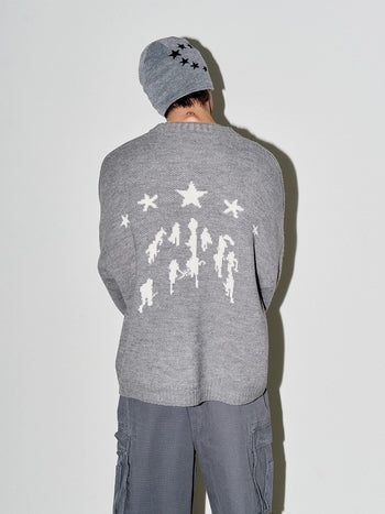 星星 羊毛針織 提花 長袖 針織衫