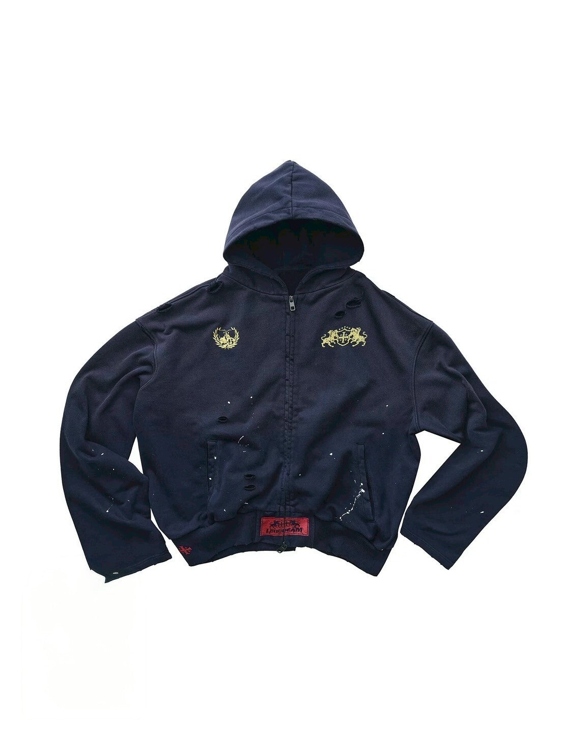 水洗 破壞 潑墨 印花 拉鍊 boxy 連帽外套