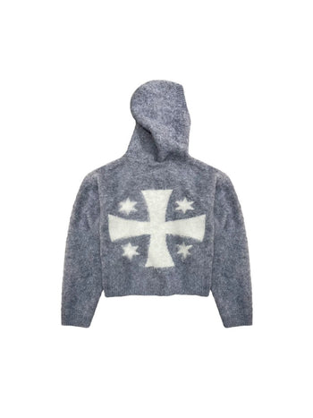 小眾 海馬毛 針織 提花 雙拉鍊  慵懶 連帽外套