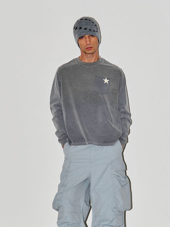 復古 vintage 水洗 染色 星星 印花