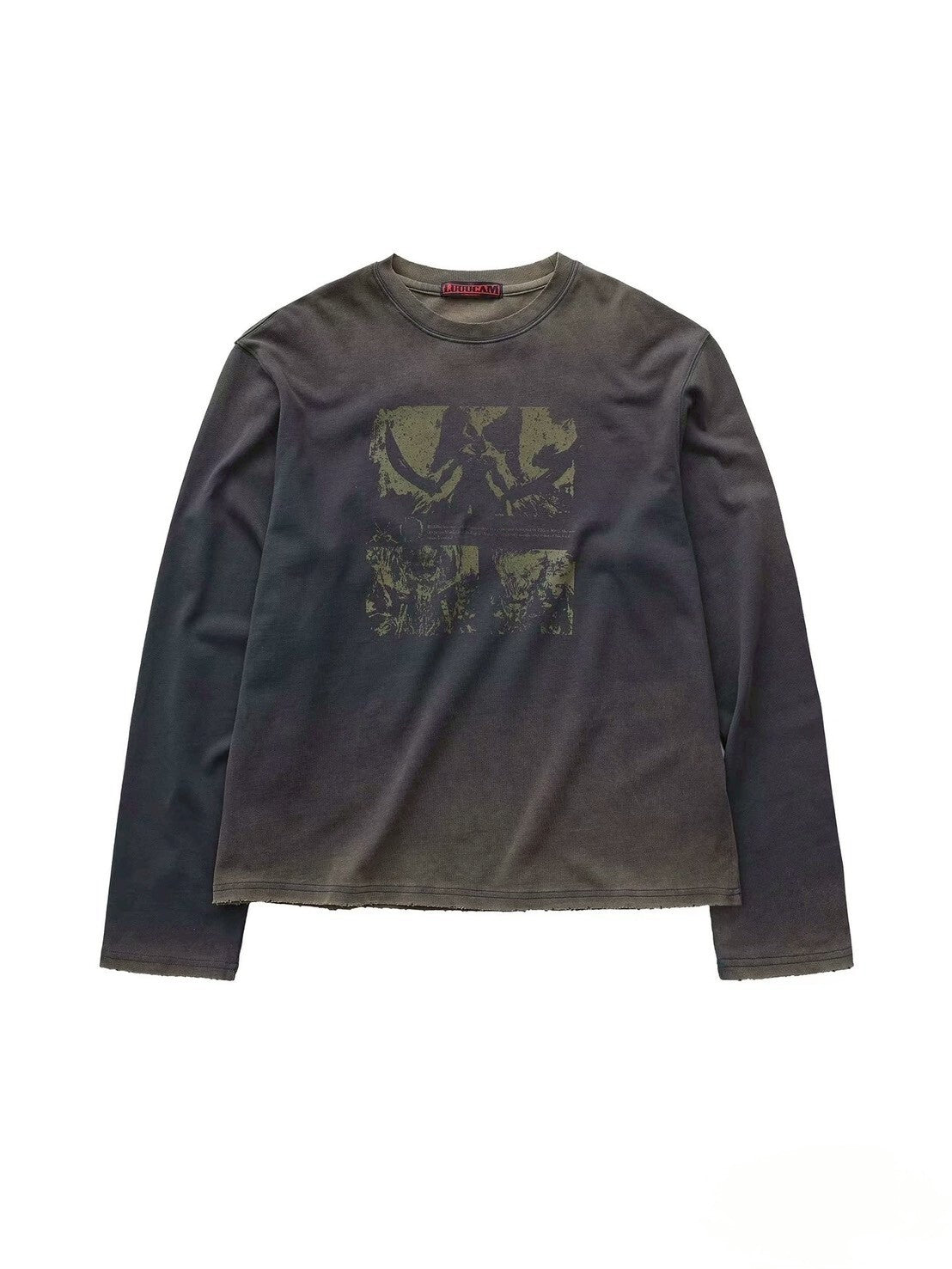 日曬漸變 水洗 做舊 印花 破壞 長袖