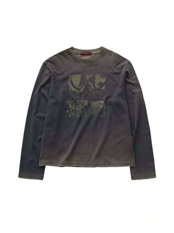 日曬漸變 水洗 做舊 印花 破壞 長袖