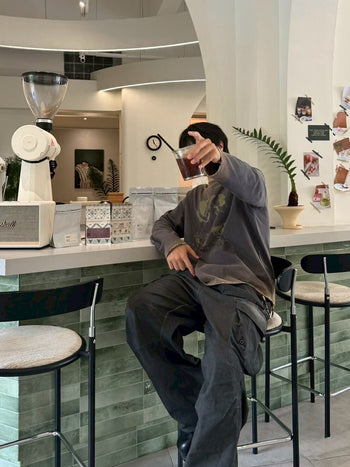 日曬漸變 水洗 做舊 印花 破壞 長袖