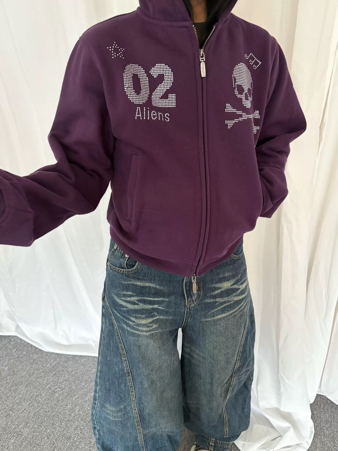 美式 復古 燙鑽 骷髏 Y2K 短版 外套